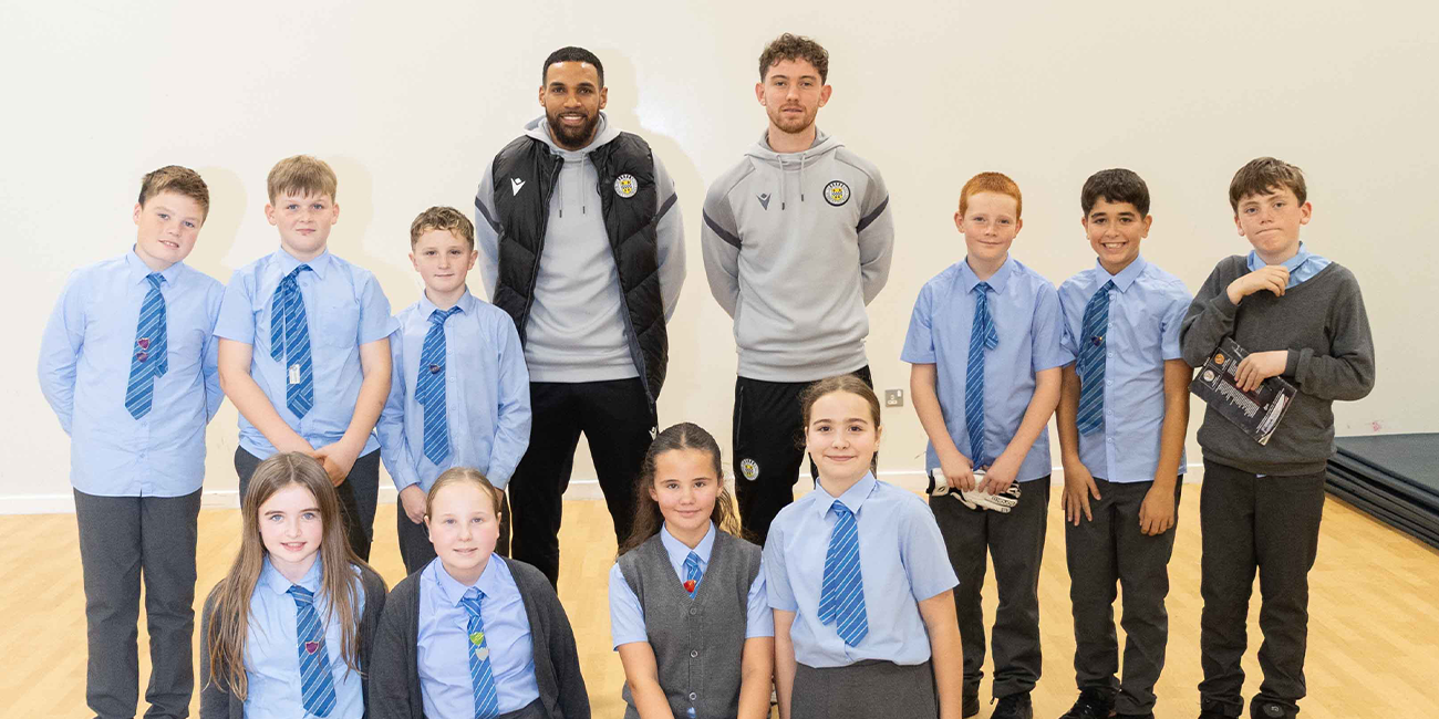 Jonah Ayunga and Louis Jackson visit St John Bosco Primary School
