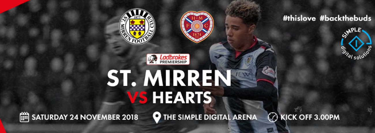 St Mirren vs Hearts: Matchday Info (24th Nov)