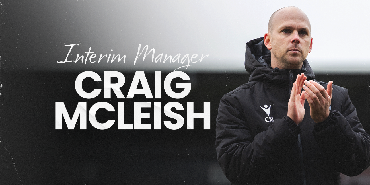 Craig McLeish remains in interim charge until the end of the season; Stuart Taylor joins as interim assistant