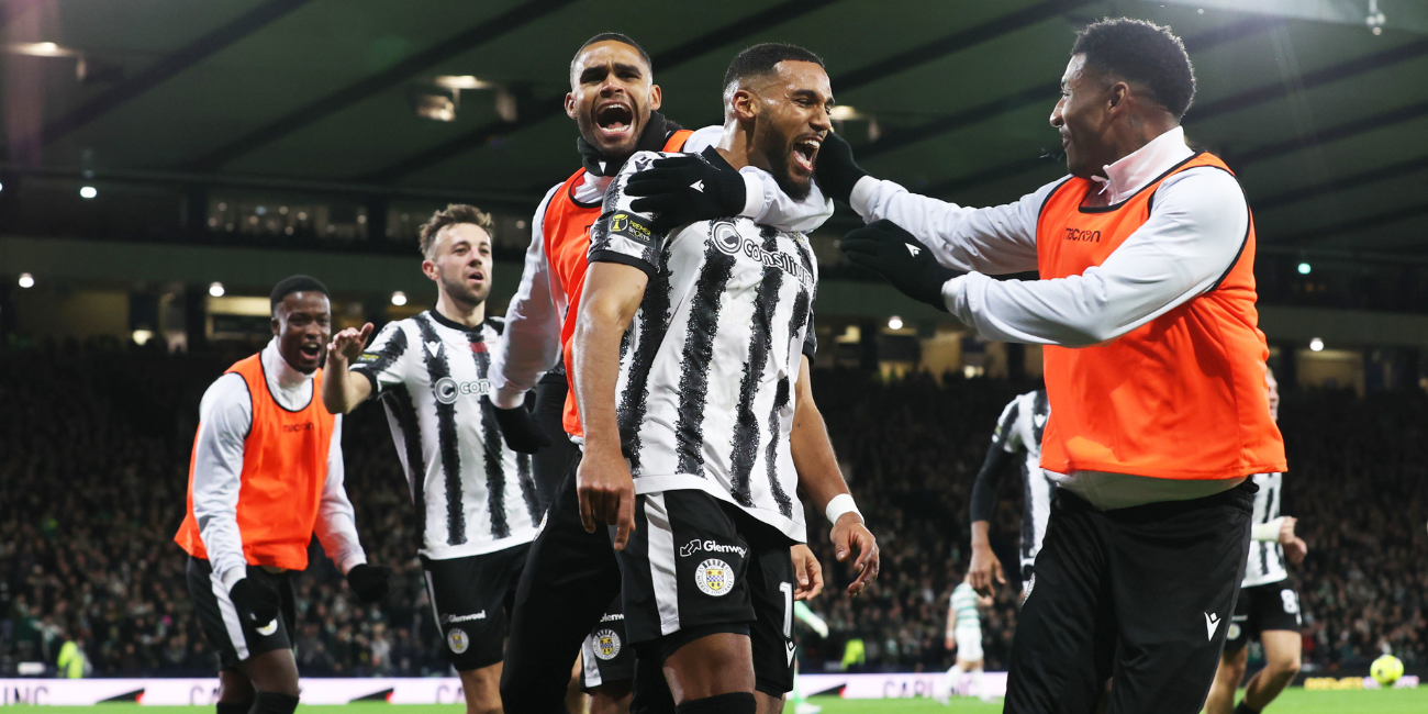 Jonah Ayunga celebrates goal at Hampden