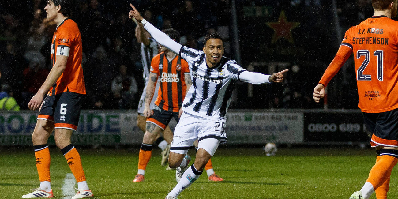 Keanu Baccus celebrates against Dundee United