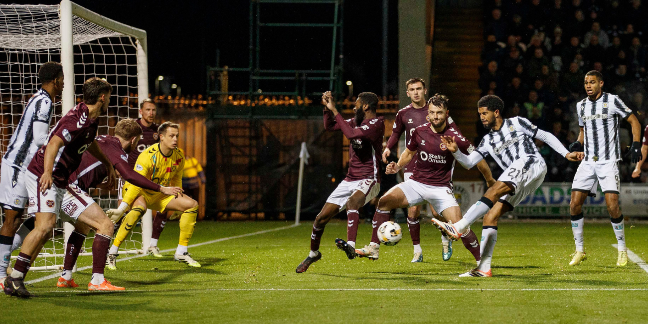 Miguel Freckleton scores against Hearts