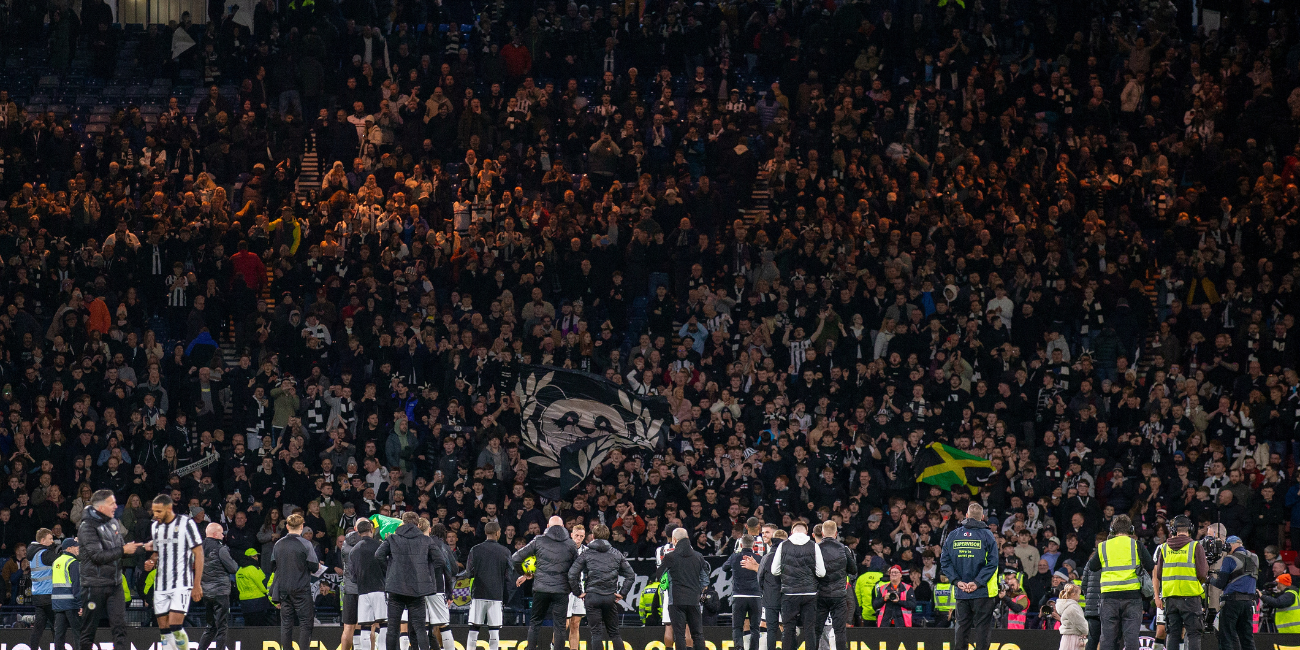 St Mirren players and staff applaud support at Hampden