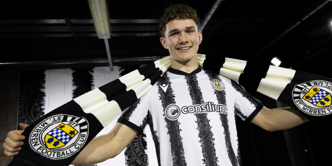 Jacob Devaney with a St Mirren scarf