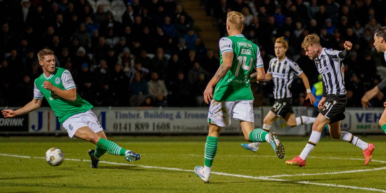 Lewis Jamieson scores against Hibernian