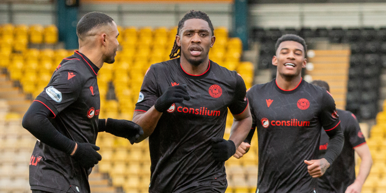 Dan Nlundulu celebrates his goal