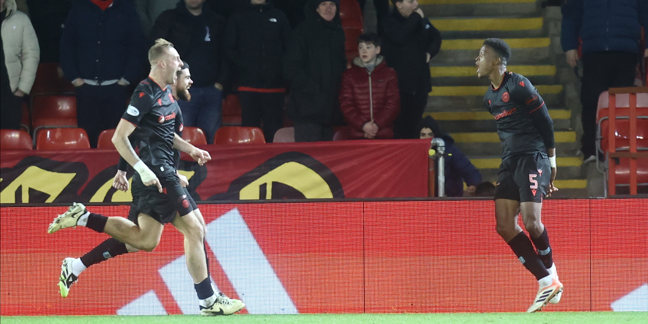 Richard King celebrates after his equaliser gains us point away to Aberdeen
