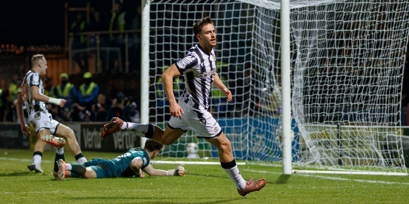 Jake Young wheels away after goal against Partick Thistle